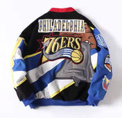 Rare PHILADELPHIA 76ERS Vintage Embroidered Jacket - Unisex2