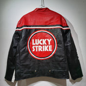 Lucky Strike Red-Black Leather Vintage Racing Jacket