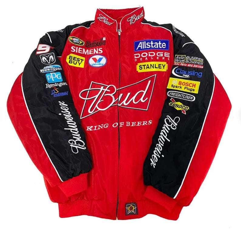 F1 Budweiser Embroidered Vintage Racing Jacket Red
