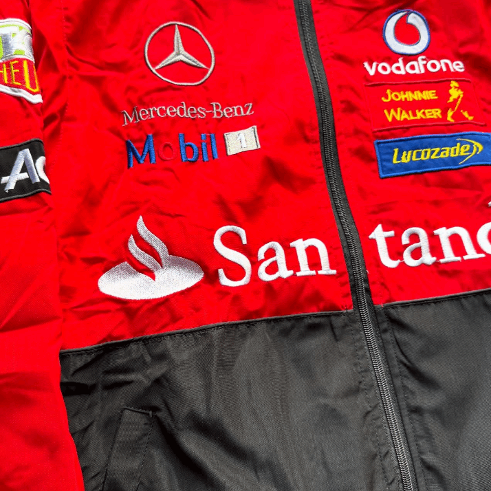 F1 Mercedes-Benz Red Embroidered Vintage Racing Jacket