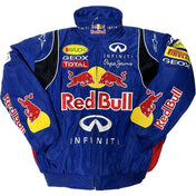 F1 RedBull Embroidered Vintage Racing Jacket Black Blue