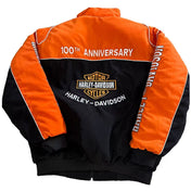 Harley-Davidson jacket with '100th Anniversary' text on a white background