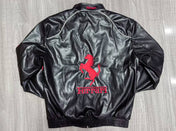Leather Ferrari Embroidered Vintage Racing Jacket