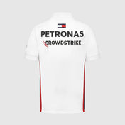 White shirt with Petronas and CrowdStrike logos on a light gray background