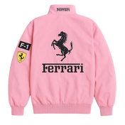 F1 Pink Ferrari Embroidered Vintage Racing Jacket