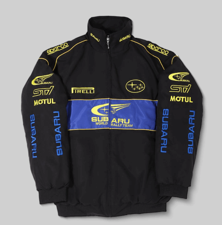 Subaru Rally Embroidered Vintage Racing Jacket Black